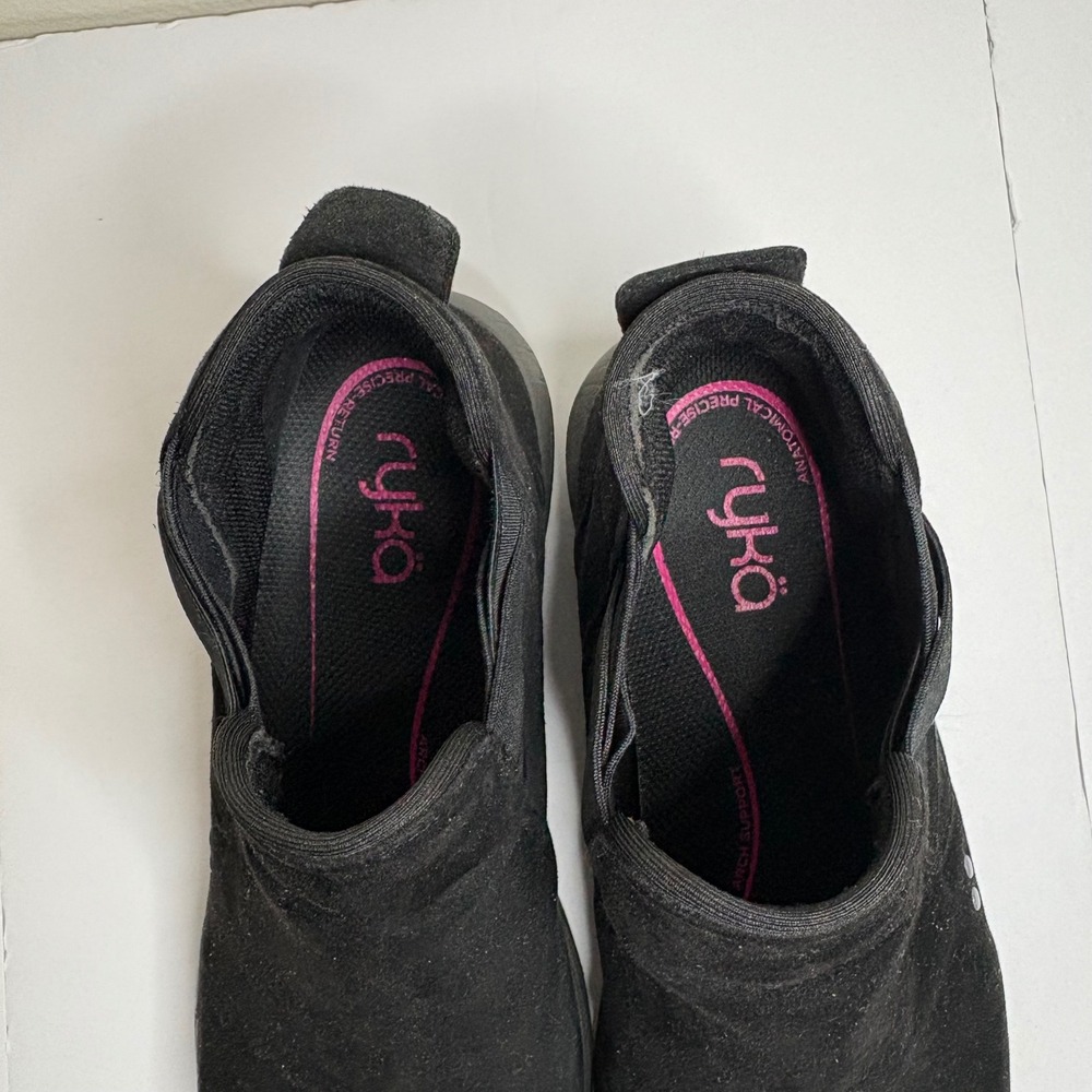 Ryka Black Suede Water Repellent Slip On Ankle Boots Women's Size 9.5 M - Picture 3 of 9